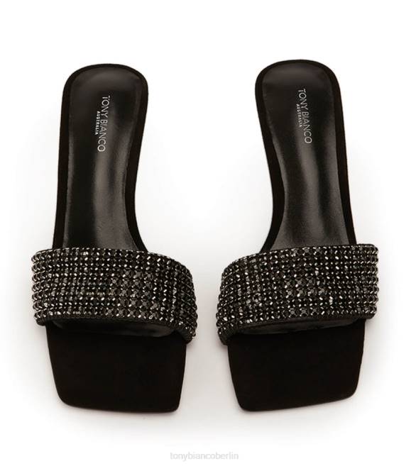niedrige Absätze| de Tony Bianco Frauen Amos Heels schwarzer Kristall/schwarzes Wildleder 4624292